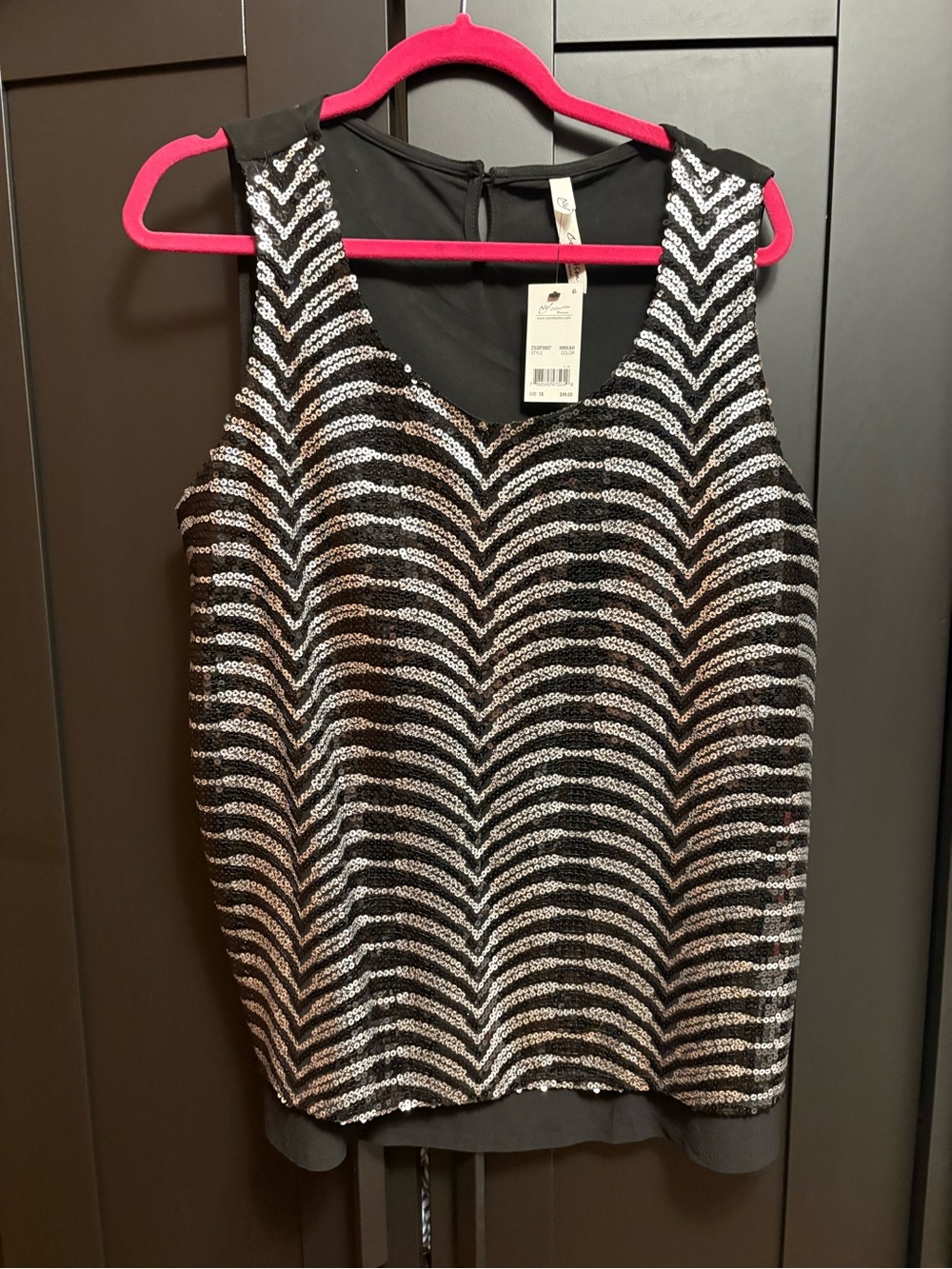 NY Collection Black Dress with Silver Sequin Detail